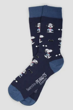 Besocks Calcetines altos de Snoopy de algodón orgánico color azul Discount