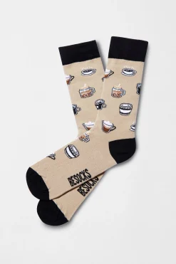 Besocks Calcetines altos de café de algodón orgánico beige Online