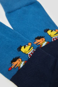 Besocks Calcetines altos de Barrio Sésamo de algodón orgánico color azul Sale