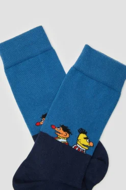 Besocks Calcetines altos de Barrio Sésamo de algodón orgánico color azul Sale