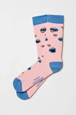 Besocks Calcetines altos de Barrio Sésamo de algodón orgánico color rosa Discount