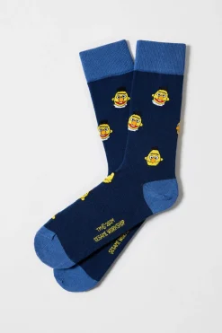 Besocks Calcetines altos de Barrio Sésamo de algodón orgánico color azul Sale