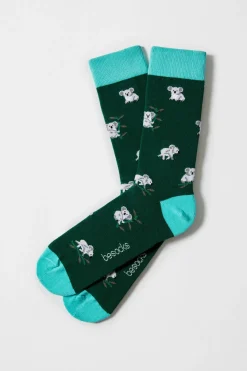 Besocks Calcetines altos de algodón orgánico color verde Hot