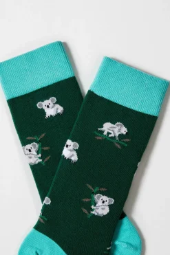 Besocks Calcetines altos de algodón orgánico color verde Hot