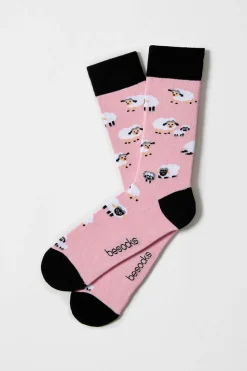 Besocks Calcetines altos de algodón orgánico color rosa Discount