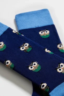 Besocks Calcetines altos de algodón orgánico color azul Hot