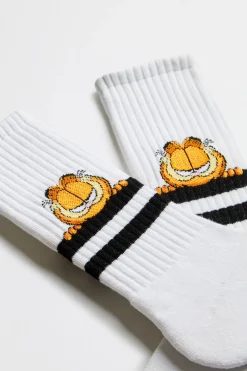 Besocks Calcetines altos deportivos de Garfield de algodón orgánico color blanco New