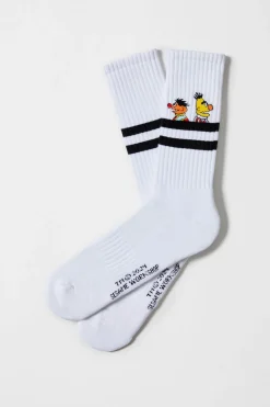 Besocks Calcetines altos deportivos de Barrio Sésamo de algodón orgánico color blanco Outlet