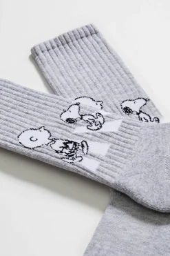 Besocks Calcetines altos deportivos de Snoopy de algodón orgánico color gris