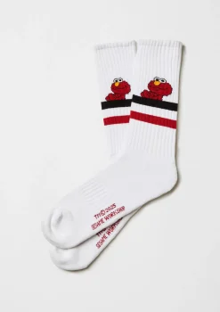 Besocks Calcetines altos deportivos de Barrio Sésamo de algodón orgánico blanco Best