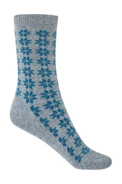 Punto Blanco Calcetines cortos Cachemira-lana de flor de nieve gris Best