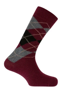 Punto Blanco Calcetines cortos Cachemira-lana de Rombos burdeos Discount