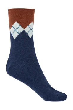 Punto Blanco Calcetines cortos de Cachemira-lana de rombos azul Outlet