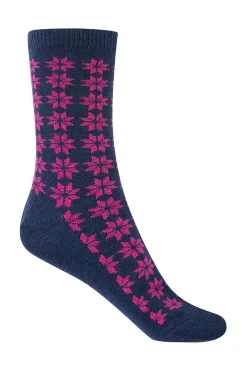 Punto Blanco Calcetines midi Cachemira-lana de flor de nieve azul Hot