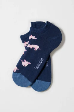 Besocks Calcetines tobilleros de algodón orgánico color azul Online