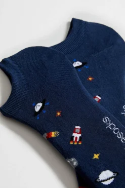 Besocks Calcetines tobilleros de algodón orgánico color marino azul Best