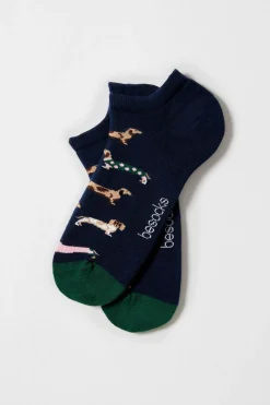 Besocks Calcetines tobilleros perro salchicha azul Clearance