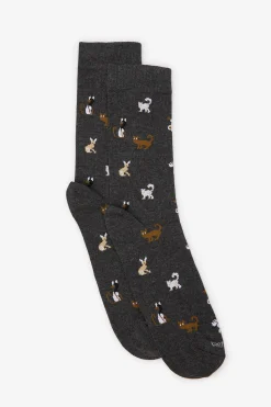 Cortefiel Calcetín dibujo gato Gris oscuro Best