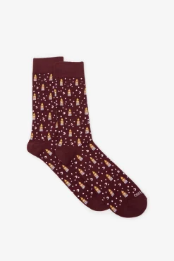 Cortefiel Calcetín dibujo regalo Rojo New