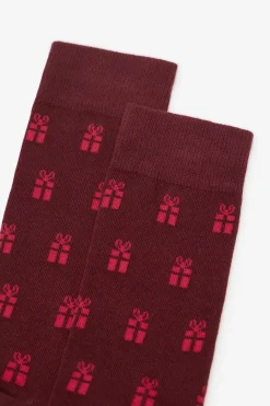 Cortefiel Calcetín dibujo regalo Granate Hot