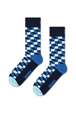 Happy Socks Calcetín efecto óptico azul New