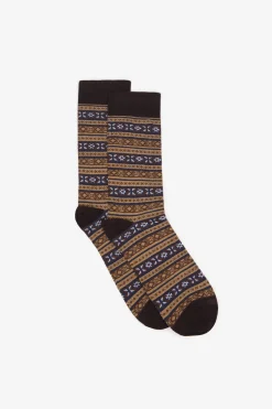 Cortefiel Calcetín grecas Marr&oacute;n oscuro Outlet