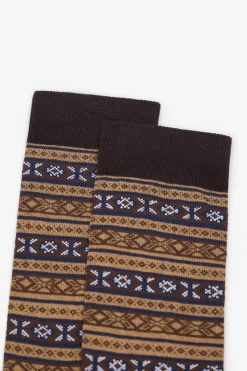 Cortefiel Calcetín grecas Marr&oacute;n oscuro Outlet