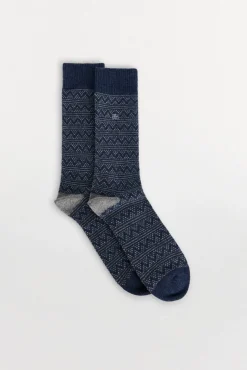Pedro del Hierro Calcetín lana grecas Azul Discount