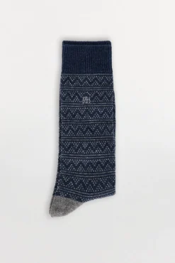 Pedro del Hierro Calcetín lana grecas Azul Discount