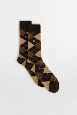 Pedro del Hierro Calcetín lana rombos Marr&oacute;n Discount