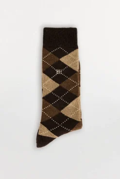 Pedro del Hierro Calcetín lana rombos Marr&oacute;n Discount