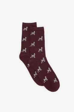 Cortefiel Calcetín largo dalmata Granate New