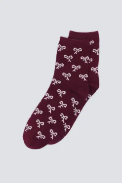 Springfield Calcetín largo lazos burdeos Sale