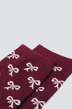 Springfield Calcetín largo lazos burdeos Sale