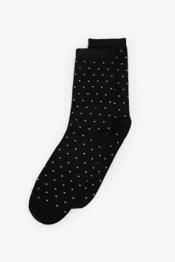 Cortefiel Calcetín largo mini topos Negro