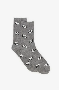 Cortefiel Calcetín largo oso panda Gris Hot