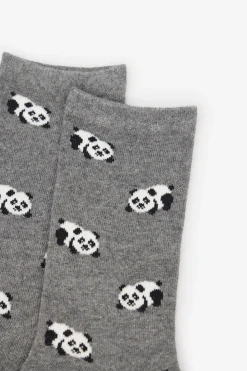 Cortefiel Calcetín largo oso panda Gris Hot