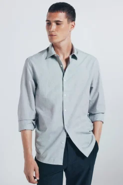 Springfield Camisa algodón fil a fil gris Discount