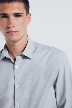 Springfield Camisa algodón fil a fil gris Discount