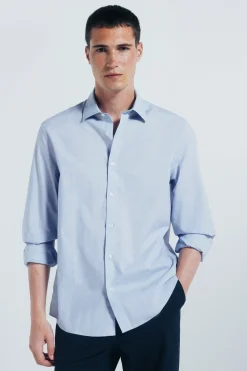 Springfield Camisa algodón fil a fil azul Best