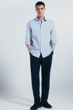 Springfield Camisa algodón fil a fil azul Best