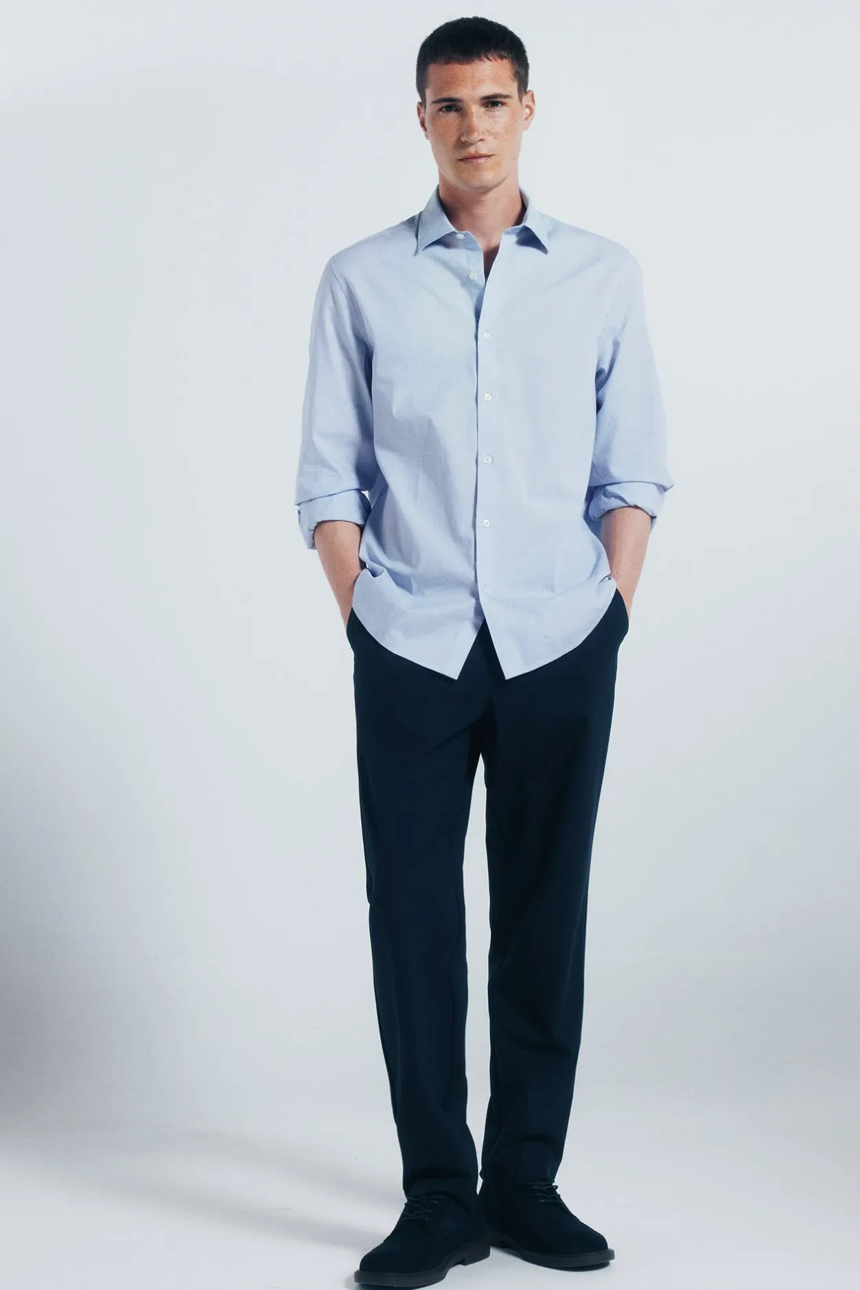 Springfield Camisa algodón fil a fil azul Best