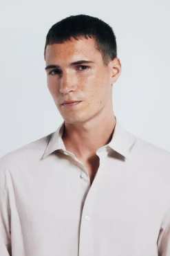 Springfield Camisa algodón fil a fil nude Outlet