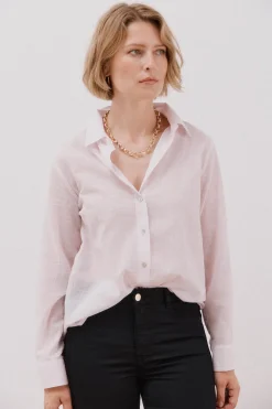 Cortefiel Camisa algodón rayas Rosa Clearance