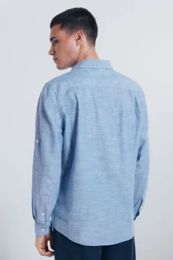 Springfield Camisa algodón slub azul Outlet