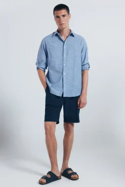 Springfield Camisa algodón slub azul Outlet