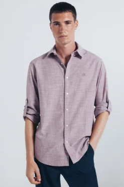 Springfield Camisa algodón slub burdeos Discount