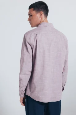 Springfield Camisa algodón slub burdeos Discount