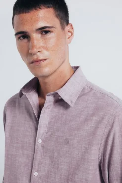 Springfield Camisa algodón slub burdeos Discount