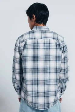 Springfield Camisa algodón slub cuadros azul Outlet